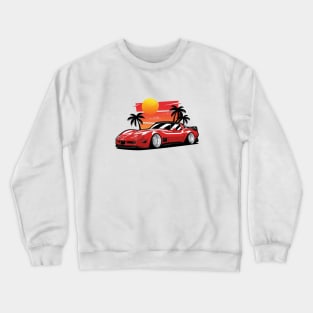 Red Corvette C3 Sunset Palms Crewneck Sweatshirt